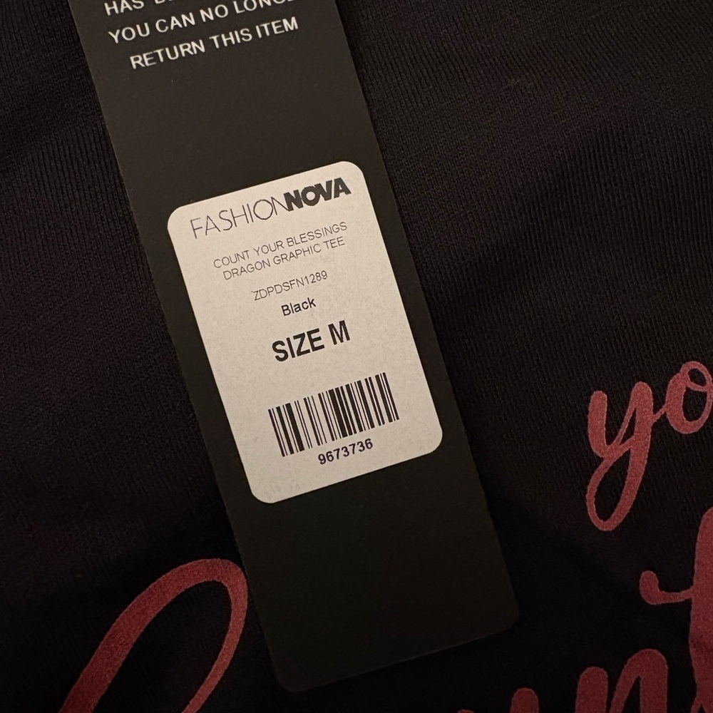 Fashion Nova NWT Count Your Blessings Dragon ๐ Graphic Tee - Size Medium - Picture 6 of 6